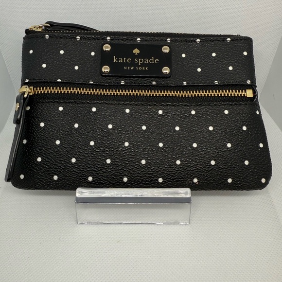 Kate Spade Black Polka Dot Storybook Lining Wristlet - Picture 1 of 4